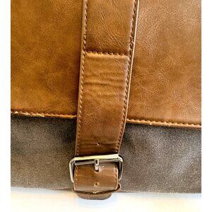 Vetelli Messenger, Laptop Computer Bag, Leather & Olive color canvas Adj strap